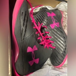 Under Armour basketball shoes. Grey and pink. Women’s size 10.